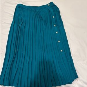 J Crew pleated skirt w/ gold buttons in Vivid Jade color